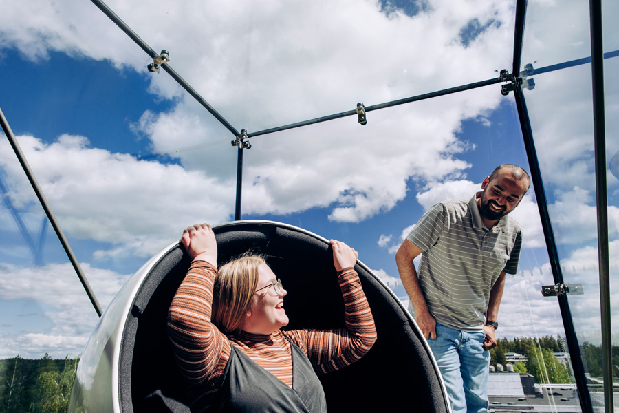 Man and woman outdoors in summer