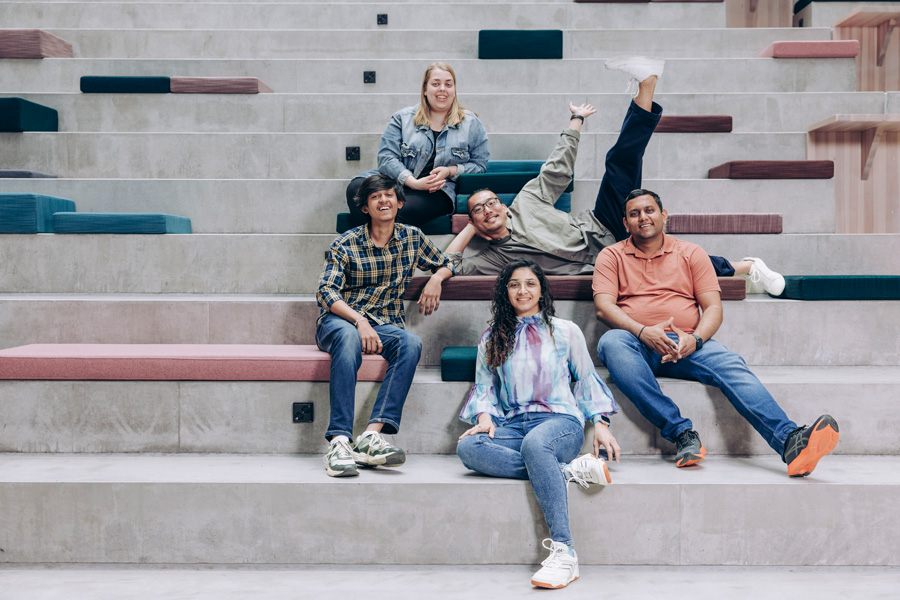 A group of students on stairs