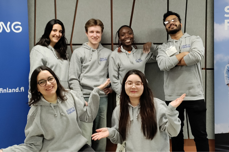 Student ambassadors posing in a group photo