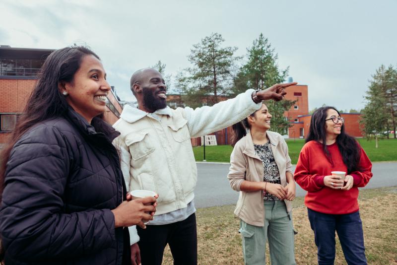 Happy students on campus